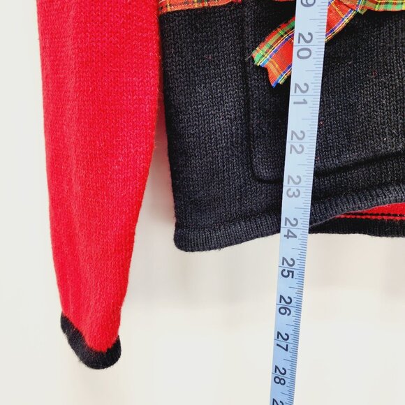 Vintage Studio Joy Christmas Cardigan Sweater With Santa & Snowman Red Size S - Picture 7 of 9